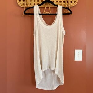 Poof Oatmeal Ribbed Sleeveless High Low Top